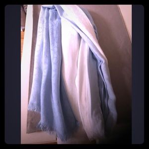Baby blue and white Calvin Klein scarf.